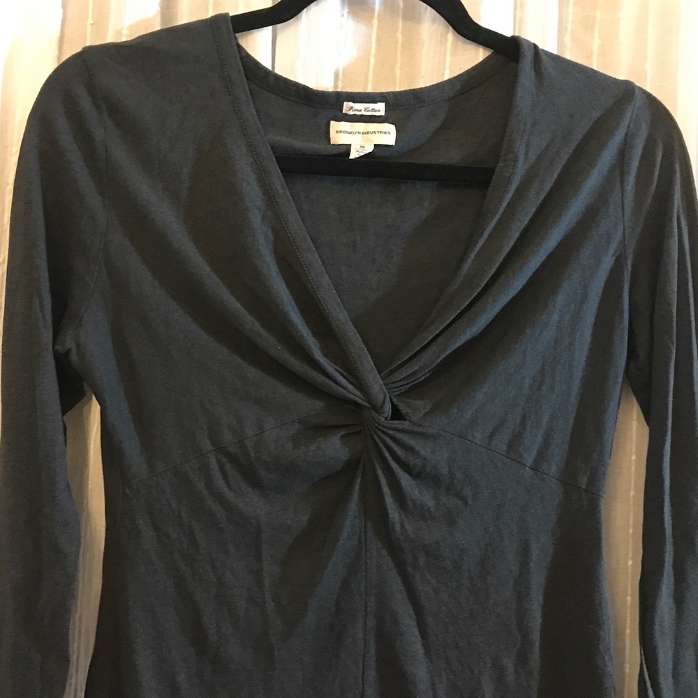 Brooklyn Industries Pima Cotton Slate Grey LS Twist Top Size M